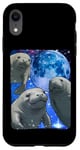 Coque pour iPhone XR 3 Lamantins Moon Sea Cow Lover Funny Chubby Mermaid