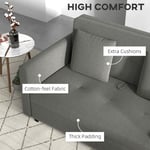 HOMCOM 2 Seater Sofa Bed Convertible Bed Settee w/ 2 Cushions Storage Light Grey