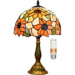 Aorsher - Lampe de verre de couleur claire tournesol jaune lampe de chambre à coucher lampe de table de lecture lampe de tête de lit chambre à