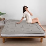 MAXYOYO Matelas futon épais - Matelas de sol pour adultes - Lit de couchage enroulable - Matelas futon japonais à motifs géométriques stéréoscopiques (gris, double)