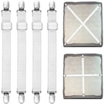 4Pcs (35cm à 210cm) Tendeur Drap Housse, Attache Drap Housse Réglable,Tendeurs de Maintien Convient à Tous Lits et Matelas y Sofa (Blanc)