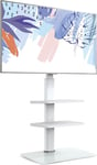 FITUEYES White TV Floor Stand for 32 to 60 Inch Tvs, Floor Standing TV Stand wit