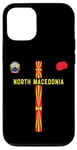 Coque pour iPhone 12/12 Pro Drapeau et silhouette carte de la Macédoine du Nord, emblème national