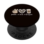 Cute Leopard Peace Sign Love Coffee Heart For Cafe Lovers PopSockets Adhesive PopGrip