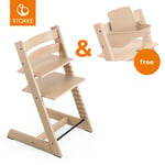 STOKKE® Tripp Trapp® Matstol Ek natur + gratis Babyset V2 natur