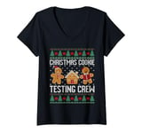 Womens Christmas cookie testing crew, cookie eater gingerbread man V-Neck T-Shirt