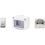 Gewiss Conteneur pour appareils 27 Combi protégé 3 Places Gris RAL 7035 IP55 avec 1 Prise Schuko Blanc, 1 Interrupteur Blanc