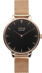 Rohje Artister Classic Black Armbandsur, Rose Gold Mesh