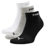 Puma Quarter Sock 3 Pack Quarter - Grey/White/Black, EU 35-38