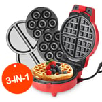 3-in-1 Waffle Maker & Omelette Cooker Electric Iron Grill Press Dessert 600W