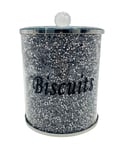 Luxury Silver Crushed Diamond Crystal Glass Biscuit Jar Storage Canister