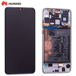 Original Huawei P30 Lite Affichage LCD + Touch Screen Écran Cadre Batterie Blanc