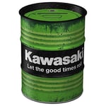 Nostalgic-Art Tirelire rétro Baril de pétrole, Kawasaki – Good Times – Idée de Cadeau pour Fans de Moto, en métal, Tire-Lire en Fer-Blanc, 600 ML