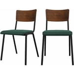 Rendez-vous Déco - Chaise en bois foncé et velours vert (lot de 2) - nico