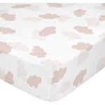 Happyfriday - Drap housse basic kids Rose 60 x 120 x 14 cm Nuages