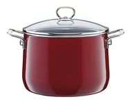 Riess, 0705-008, Marmite avec couvercle en verre, NOUVELLE, ROSSO extra fort, diamètre 24 cm, hauteur 23,5 cm, contenance 6,5 litres, émail, induction