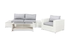 Bahamas Loungegruppe 3 Pers 1 Bord m Hylle - 2 Avslutninger Lenestol Hvit Loungesett Grå,Hvit Comfort Garden