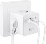 Multiprise USB Cube, 8 en 1 Multiprise Murale 4 Prises AC, 2 Type-C et 2 Ports USB, Multiprise Cube avec Interrupteur, 16A, 250V, 3680W, Adaptateur USB Multiprise Cube pour iPad, iPhone, Maison