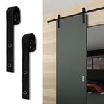 Hebitod Ferrure de porte coulissante - Kit complet avec roulettes et rail - 183 cm - Charge maximale : 150 kg - Système de porte coulissante en acier au carbone noir - Accessoires de porte coulissante