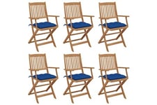 Vidaxl Chaise et fauteuil de jardin Chaises pliables 6 pcs avec coussins bois d'acacia