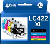 LC422XL Pigment Cartouche Compatible avec Brother LC422 XL LC422XL pour MFC-J5340DW MFC-J5345DW MFC-J5740DW MFC-J6540DW MFC-J6940DW (Pigment Noir/Cyan/Magenta/Jaune)