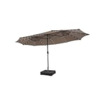 Relax4life - Parasol de Jardin Extérieur avec Pied led, Parasol Double avec 48 Lumières, Parasol Double Extra Large avec Manivelle Base de Parasol