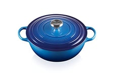 Le Creuset Signature Enamelled Cast Iron La Marmite Casserole Dish with Lid, 26 cm, 4.1 Litre, Azure, 21114262200430