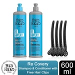 Bed Head by TIGI Recovery Shampoo and Conditioner with Free Hair Clips, 2x600ml