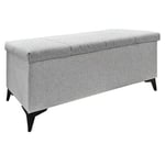 Banc - Bout de lit avec coffre de rangement tissu gris chiné - AISHA