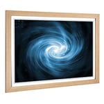 Big Box Art Framed Print of Blue Abstract Fractal (7) Design | Wall Art Picture | Home Decor for Kitchen, Living, Dining Room, Bedroom, Hallway, Office, Oak, A2 / 24.5x18 Inch / 62x45cm