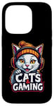 iPhone 14 Pro White Cat with Headset Design Case