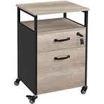 Yaheetech Caisson de Bureau 2 tiroirs Verrouillables, Rangement Dossier, Meuble Armoire de Bureau Mobile avec roulettes Industriel 45 x 40 x 66,5 cm Gris et Noir