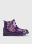 Start-Rite START-RITE Chelsea Brogue Blackcurrant/Floral Glitter Patent Leather Zip Up Boots 8 Infant Pink female