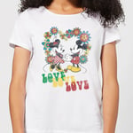 Disney Mickey Mouse Hippie Love Women's T-Shirt - White - XL