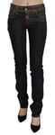 GALLIANO Jeans Black Gold Washed Mid Waist Skinny Denim Pants s. W28