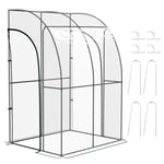 Serre de Jardin adossée - Outsunny - 2 portes zippées enroulables - acier PVC - transparent