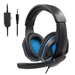 Bleu Casque de jeu filaire avec microphone antibruit, casque universel, écouteur pour ordinateur PC, PS5, PS4, ordinateur portable, 3.5mm ""Nipseyteko