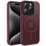 CACOE Magnetic Case for iPhone 15 Pro Max 6.7 inch 2023, Compatible with MagSafe & Magnetic Car Phone Mount,TPU Thin Phone Cases Cover Protective Shockproof Anti-Fingerprint(Dark Red)