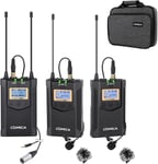 Cvm-Wm100 Plus Microphone Cravate Sans Fil Uhf Avec 2 Émetteurs Et Récepteur Pour Appareils Photo Reflex Numériques Xlr, Caméscope, Smartphone, Youtube (Piles Aa)