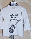 Tee Shirt manches longues blanc et noir neuf 12 mois Interdit De Me Gronder