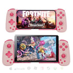 Mobile Gaming Controller for iPhone/Android, MFi Wireless Phone Gamepad for iOS/Switch/PC/PS/Xbox/Cloud Gaming Stretchable Bluetooth Joystick for iPhone 15 14 13/Plus/Pro/Max, Direct Play-Pink