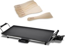 LIVIVO Teppanyaki Grill Large Solid Electric 2kW Griddle with Wooden...