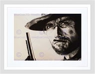 Wee Blue Coo Movie Clint Eastwood Gun Good Bad Ugly Maguire Framed Wall Art Print