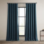 HPD Half Price Drapes Rideaux occultants en Faux Lin – 274 cm de Long – Rideaux en Lin de Luxe pour Chambre à Coucher et Salon (1 Panneau), 127 x 274 cm (l x L), Bleu Histoire