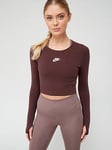 Nike Nsw Long Sleeve Crop Top - Burgundy