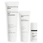 Revolution Man, ultime coffret de soins essentiels pour hommes, comprenant un nettoyant visage, une crème hydratante et un sérum pour le contour des yeux