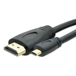 1.8-m or 5.9-ft Micro HDMI to Standard HDMI Cable Lead Data Sync Wire Black