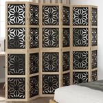 vidaXL Room Divider 6 Panels Brown and Black Solid Wood Paulownia