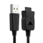 Câble USB transfert de données et charge de 1m compatible avec Samsung SGH-T100, SGH-D500, SGH-D600, SGH-E700, SGH-A800 Connector vers USB A 2.0 noir Fil en