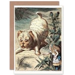 Book Carrol Alice Wonderland Tenniel Dog Stick Greetings Card Plus Envelope Blank inside